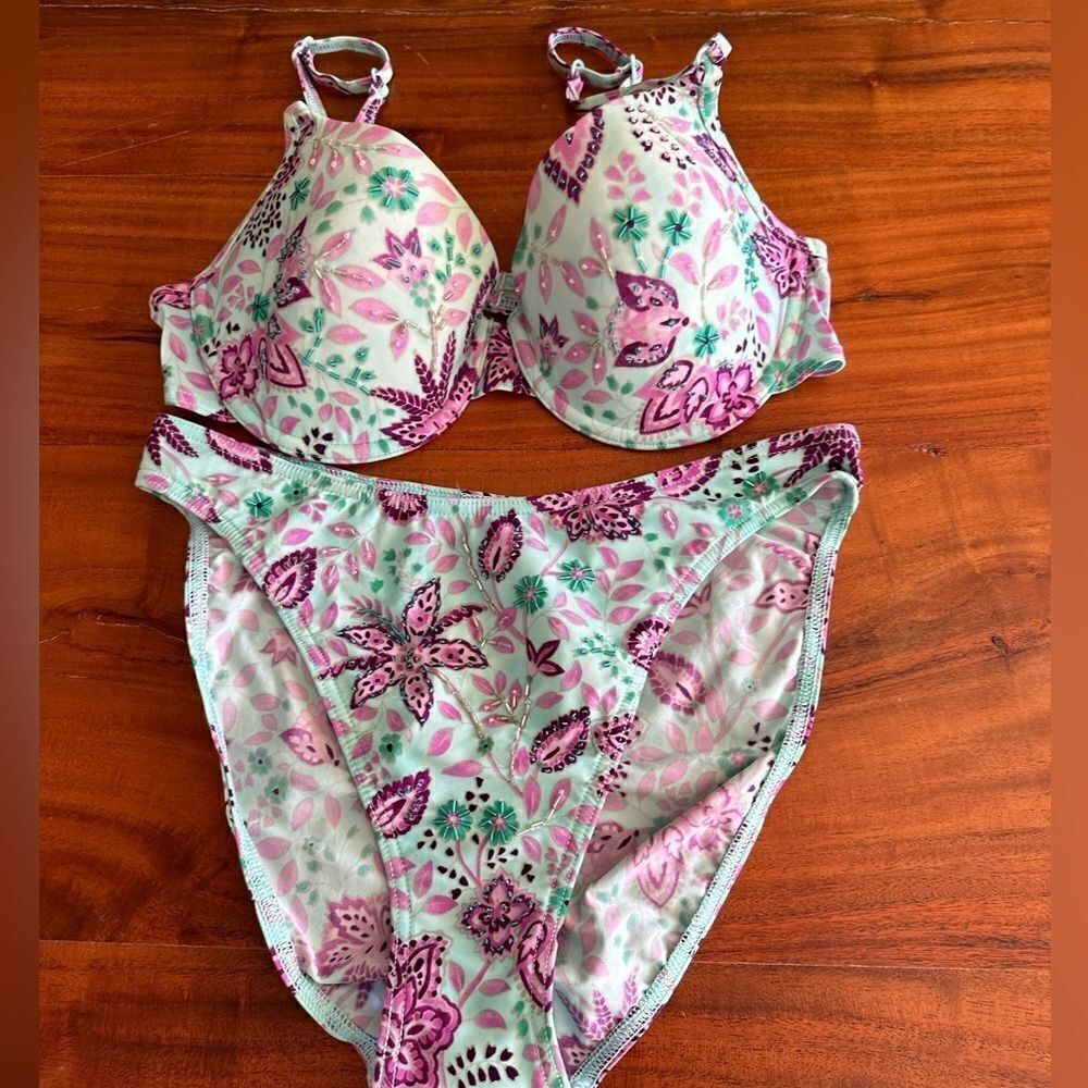 Marks & Spencer  embellished bra, and panties set  new sz 8/34C